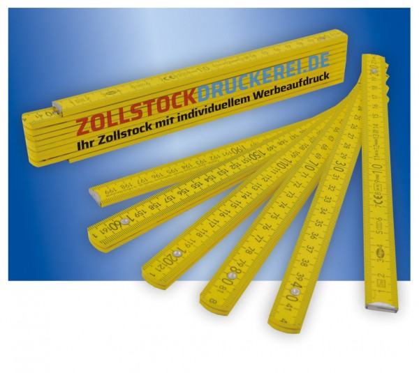 HOLZ-ZOLLSTOCK 2 m gelb, individuell bedruckt