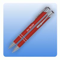 Werbe-Kugelschreiber Metall / rot mit Gravur