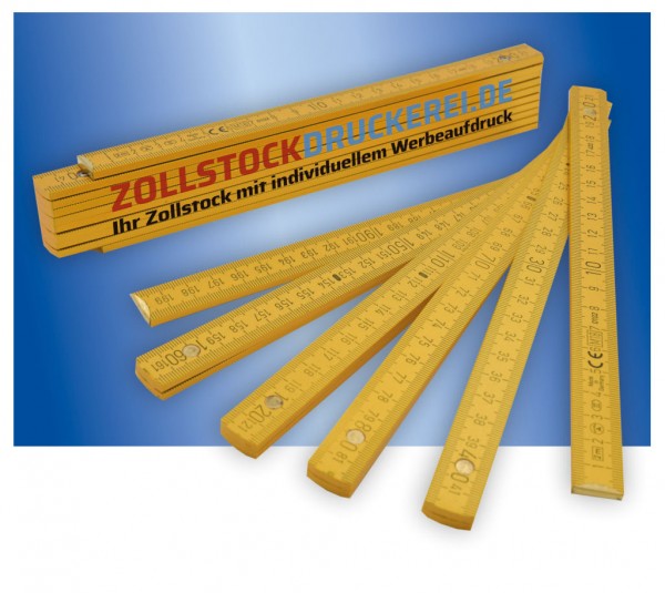 HOLZ-ZOLLSTOCK 2 m gold, individuell bedruckt