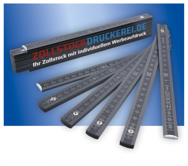HOLZ-ZOLLSTOCK 2 m schwarz, individuell bedruckt