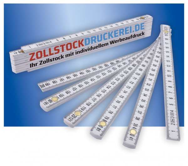 ZOLLSTOCK Kunststoff 2 m weiß, individuell bedruckt