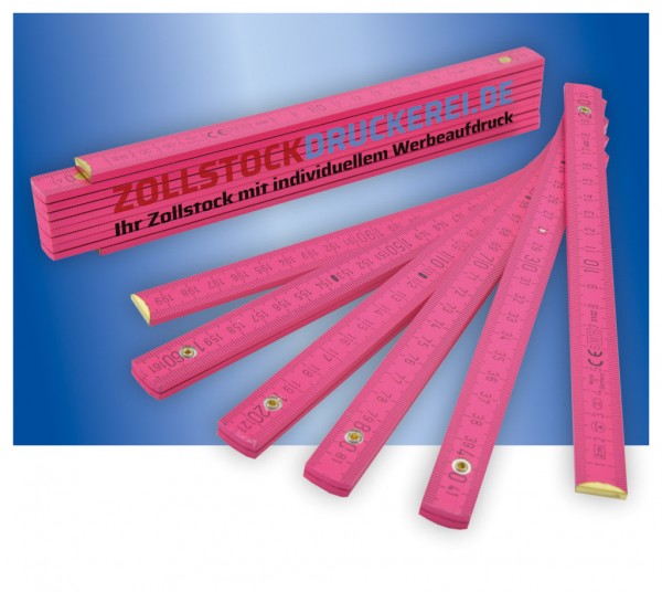 HOLZ-ZOLLSTOCK 2 m magenta, individuell bedruckt