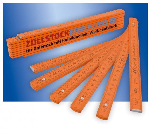 HOLZ-ZOLLSTOCK 2 m orange, individuell bedruckt