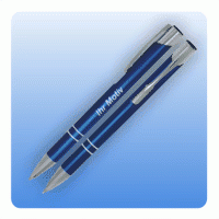 Werbe-Kugelschreiber Metall / blau mit Gravur