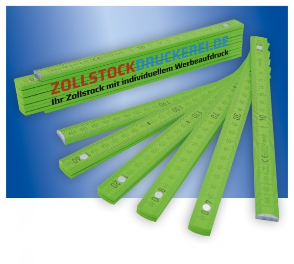 HOLZ-ZOLLSTOCK 2 m hellgrün, individuell bedruckt