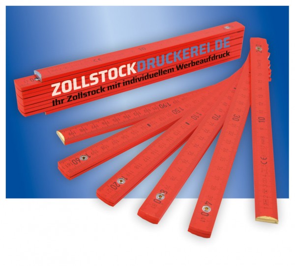 HOLZ-ZOLLSTOCK 2 m rot, individuell bedruckt
